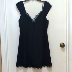 Wayf Black Lace Off-the Shoulder Mini Dress Size L New No Tag  Never Worn